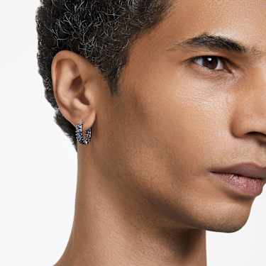 Matrix 후프 이어링, 바게트 컷, 그레이, 루테늄 플래팅 - Swarovski, 5658650