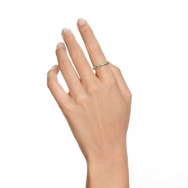 Matrix ring, Round cut, Green, Gold-tone plated - Swarovski, 5658661