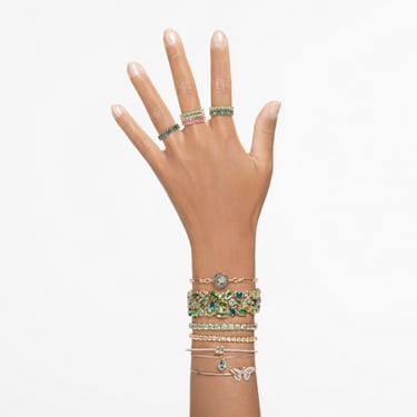 Bracelet Matrix Tennis, Taille ronde, Vert, Placage de ton or - Swarovski, 5658850