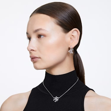 Hyperbola set, Bow, White, Rhodium plated - Swarovski, 5660118