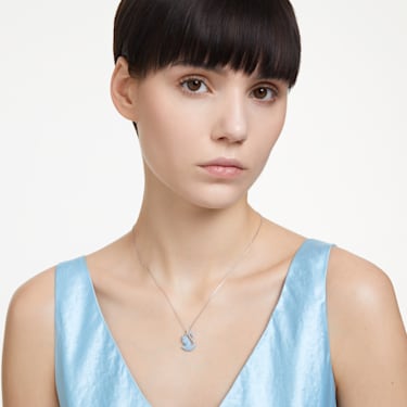 Přívěsek Swan, Labuť, Střední, Modrá, Pokoveno rhodiem - Swarovski, 5660594