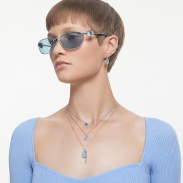 Swan 套裝, 天鵝, 藍色, 鍍白金色 - Swarovski, 5660597