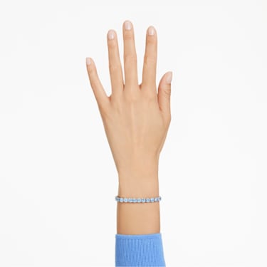 Matrix Tennis bracelet, Round cut, Blue, Rhodium plated - Swarovski, 5660914