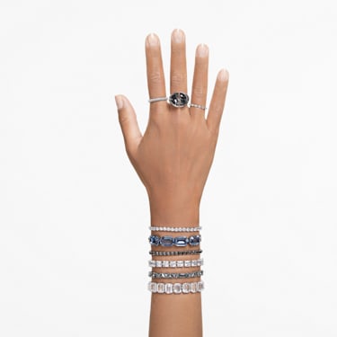 Matrix Tennis bracelet, Round cut, White, Rhodium plated - Swarovski, 5660917