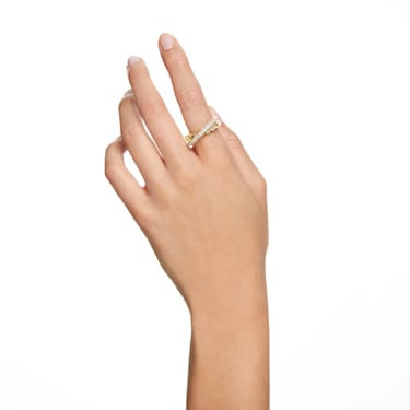 Dextera cocktail ring, Mixed cuts, White, Gold-tone plated - Swarovski, 5661055