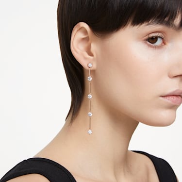 Pendants d'oreilles Constella, Coupe ronde, Blanches, Placage de ton or rosé - Swarovski, 5661463