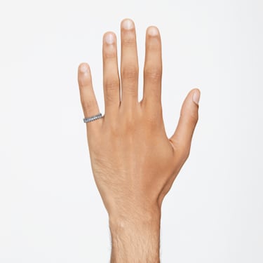 Matrix ring, Baguette cut, Gray, Ruthenium plated - Swarovski, 5661469