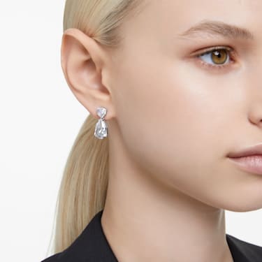 Mesmera Drop-Ohrhänger, Verschiedene Schliffe, Weiß, Rhodiniert - Swarovski, 5661683