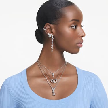 Orecchini pendenti Mesmera, Design asimmetrico, Taglio misto, Lunghi, Bianchi, Placcato rodio - Swarovski, 5661687