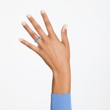 Anel Matrix, Lapidação Baguete, Azul, Lacado a ródio - Swarovski, 5661907