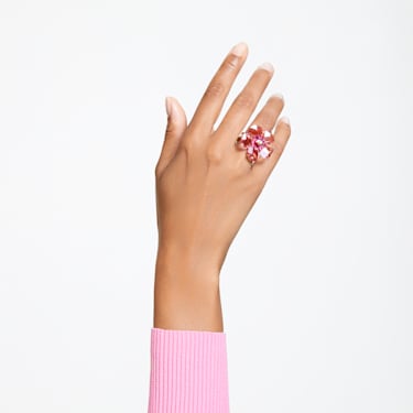 Idyllia Cocktailring, Blume, Rosa, Goldlegierungsschicht - Swarovski, 5662058