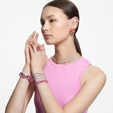 Idyllia Cocktailring, Blume, Rosa, Goldlegierungsschicht - Swarovski, 5662058