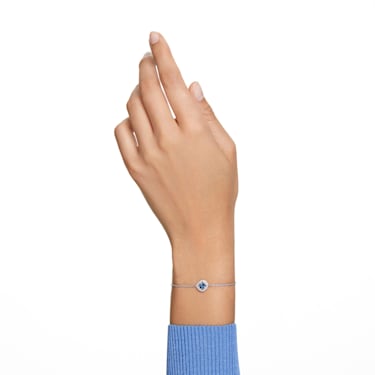 Una Angelic 手链, 方形切割, 蓝色, 镀铑 - Swarovski, 5662141