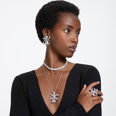 Matrix Tennis 네크리스, 피어 컷, 화이트, 로듐 플래팅 - Swarovski, 5662277