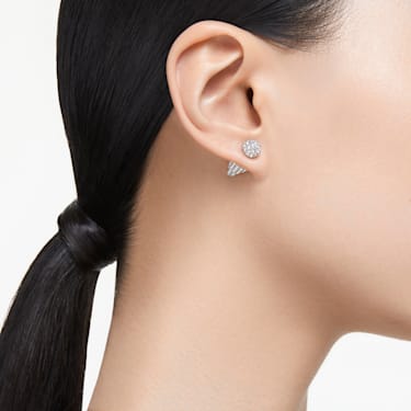 Sublima stud earrings, Moon, White, Rhodium plated | Swarovski