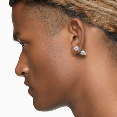 Sublima stud earrings, Moon, White, Rhodium plated | Swarovski