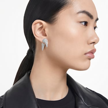 Sublima stud earrings, Moon, Large, White, Rhodium plated - Swarovski, 5662285