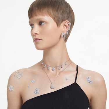 Sublima Ohrstecker, Mond, Groß, Weiß, Rhodiniert - Swarovski, 5662285