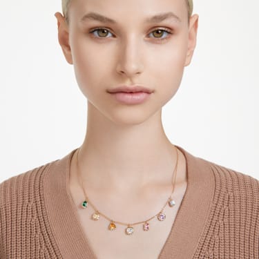 Chroma 项链, 混合切割, 流光溢彩, 金色饰面 - Swarovski, 5662918