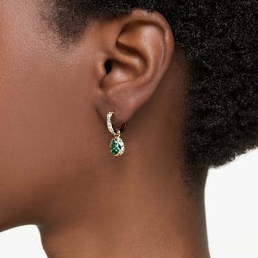 Chroma 水滴形耳環, 梨形切割, 綠色, 鍍金色色調 - Swarovski, 5662922