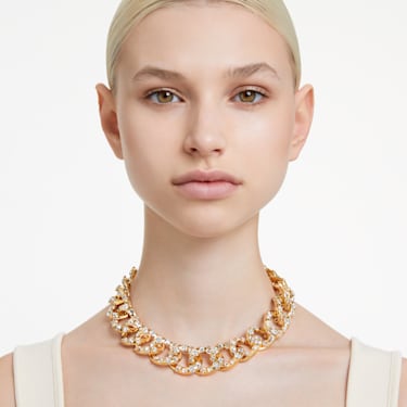 Collier Imber, Pièce d’exception, Tailles diverses, Large, Blanc, Placage de ton or - Swarovski, 5663257