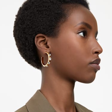 Anneaux d'oreilles Imber, Tailles variées, Blanches, Placage de ton or - Swarovski, 5663261