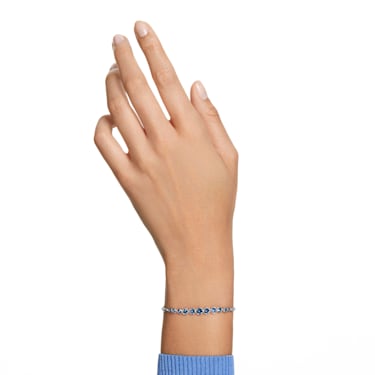 Imber Emily 手链, 混合式圆形切割, 蓝色, 镀铑 - Swarovski, 5663394