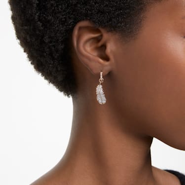 Pendants d oreilles Nice Plume Blanches Placage de ton or ros