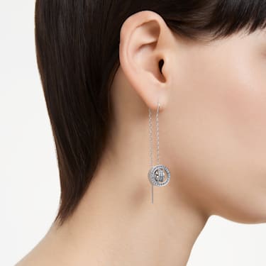 Orecchini pendenti Dextera, Lunghi, Blu, Placcato rodio - Swarovski, 5663498