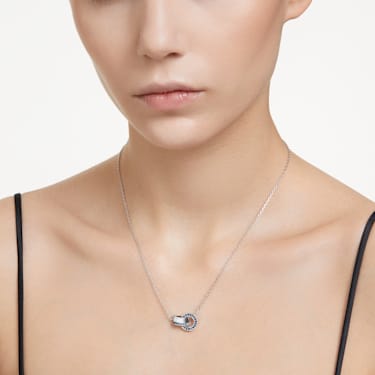 Pendentif Dextera, Boucle entrelacée, Bleu, Métal rhodié - Swarovski, 5663504
