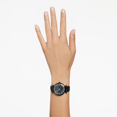 Reloj Crystalline Wonder, Fabricado en Suiza, Correa de piel, Negro, Acabado negro - Swarovski, 5664311