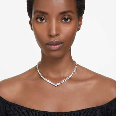 Mesmera 項鏈, 混合式切割, 白色, 鍍白金色 - Swarovski, 5665242