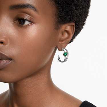 Anneaux d'oreilles Hyperbola, Tailles variées, Vertes, Métal rhodié - Swarovski, 5665334