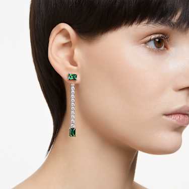 Matrix Drop-Ohrhänger, Verschiedene Schliffe, Grün, Rhodiniert - Swarovski, 5665786