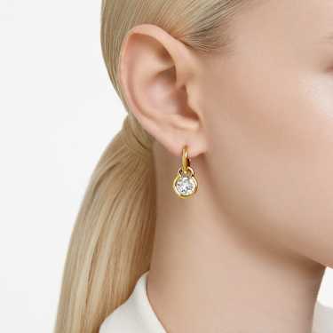 Imber drop earrings, Round cut, White, Gold-tone plated by SWAROVSKI