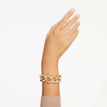 Imber 手链, 宣言、混合切割, 白色, 镀金色调 - Swarovski, 5666027