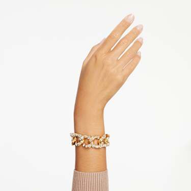 Imber bracelet, Statement, Mixed cuts, White, 18K gold finish - Swarovski, 5666027