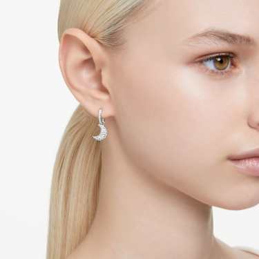 Długie kolczyki Sublima, Księżyc, Białe, Powłoka z rodu - Swarovski, 5666157