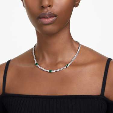 Verižica Matrix Tennis, Mešani rezi, Zelena, Prevleka iz rodija - Swarovski, 5666168