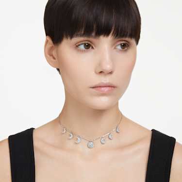 Luna โชคเกอร์, พระจันทร์, ขาว, เคลือบโรเดียม - Swarovski, 5666178