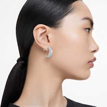 Pendants d'oreilles Sublima, Lune, Blanches, Métal rhodié - Swarovski, 5666179