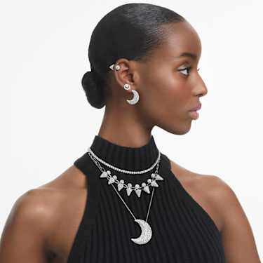 Sublima drop earrings Moon White Rhodium plated Swarovski