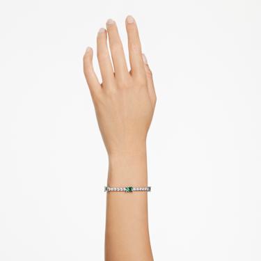 Matrix Tennis Armband, Verschiedene Schliffe, Grün, Rhodiniert - Swarovski, 5666422