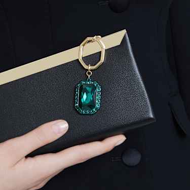 鑰匙扣, 八角形切割, 綠色, 多種金屬潤飾 - Swarovski, 5666643