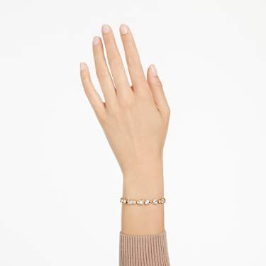 Imber Tennis bracelet, Mixed cuts, White, Gold-tone plated | Swarovski