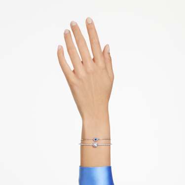 Chroma 手镯, 混合切割, 蓝色, 镀铑 - Swarovski, 5668244