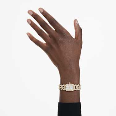 Dextera Chain 手錶, 瑞士製造, 水晶錶鏈, 金色, 金色潤飾 - Swarovski, 5668854