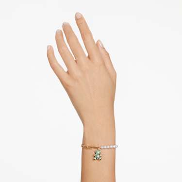 Braccialetto Teddy, Crystal Pearl, Orso, Verde, Placcato color oro - Swarovski, 5669167