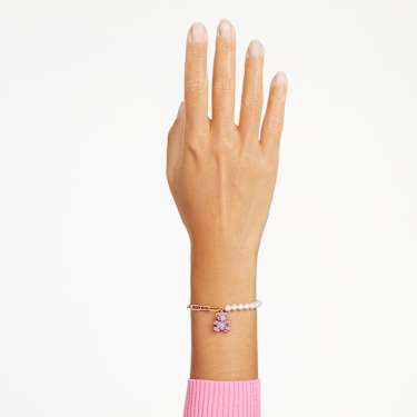 Braccialetto Teddy, Crystal Pearl, Orso, Rosa, Placcato color oro rosa - Swarovski, 5669169