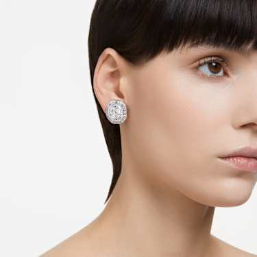 Mesmera Clipörhängen, Åttkantig slipning, White, Rodiumpläterad - Swarovski, 5669913